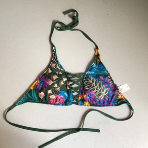 Green Floral Shade & Shore Bikini Top